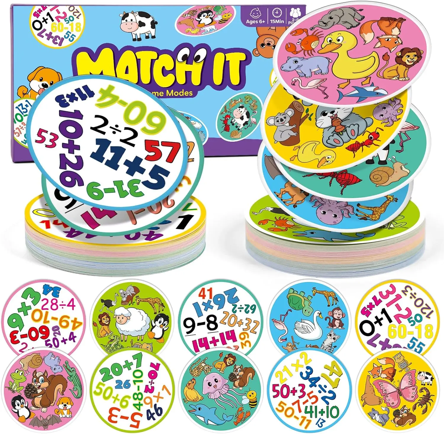 Quick Memory Card Game, Kids Quick Reflexes Cards Math Game, Animal Table Match Game,Visual Perception Family Games,Preschool Classroom Math Games, Homeschool Supplies