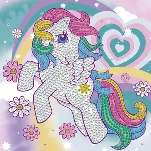 DIAMOND DOTZ Dreams Come True Unicorn Diamond Painting Kit 11x11 inch Sparkling Rainbow Mane & Flowers for Adults Kids