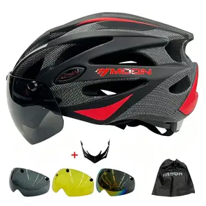 Moon Ultra-Light Bicycle Helmet, Detachable Sunshade Goggles, Mountain Bike Helmet with 3 Magnetic Lenses, Outdoor Motorcycle Safety Gear, Riding Helmet