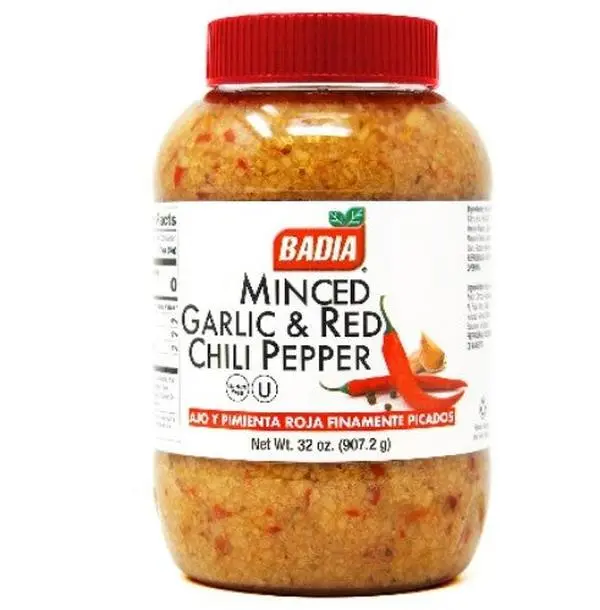 BADIA Minced Garlic & Red Chili Pepper Seasoning Combo, 32oz Ready-to-Use Chili Condiment, Pantry Staple for Daily Cooking & Recipe Enhancement, Pantry Staples