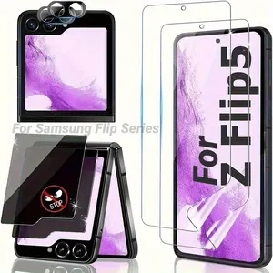 Samsung Z Flip 5 6 7 6in1 Screen Protector Kit Accessories Smartphone 2 Soft Film 2 Privacy Anti Spy Tempered Glass 2 Camera Lens Protector No Bubble