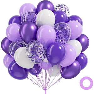 60 count  Balloons 12inch, White Dark Pastel Metallic  Confetti Balloons for  Shower Birthday Party Decorations