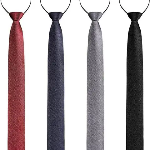4PCS Zipper Ties for Men,Adjustable Men's Neckties Zip on Tie for Zipper,Skinny Necktie Clip on Slim Tie,Ideal for Formal,Professional or Casual Occasions