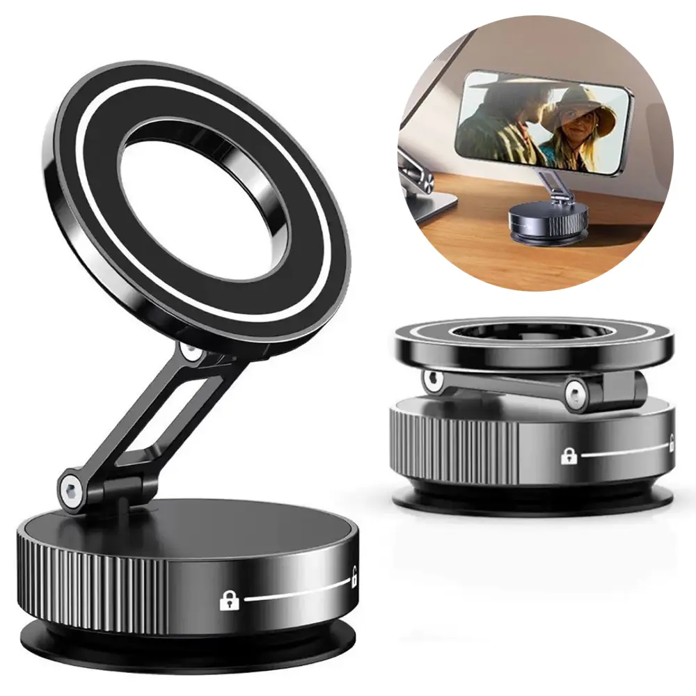 Upgraded Vacuum Car Phone Mount, Strong Magnetic Phone Holders for Your Car, 360° Adjustable Suction Cup Car Mount, Car & Truck Accessory for Phone