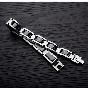 304 Stainless Steel Men's Bracelet Black Electroplated Unique Design Father's Day Gift with Removal Tool Unisex Wrist Jewelry