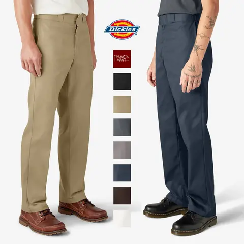 DICKIES Original 874 Men's Work Pants - Solid Polyester Blend Classic Casual Trousers, Relaxed Fit, Tapered Below-Ankle Leg, Hook-and-Eye Closure, 5-Pocket Men's Pants, Machine Washable Everyday Workwear
