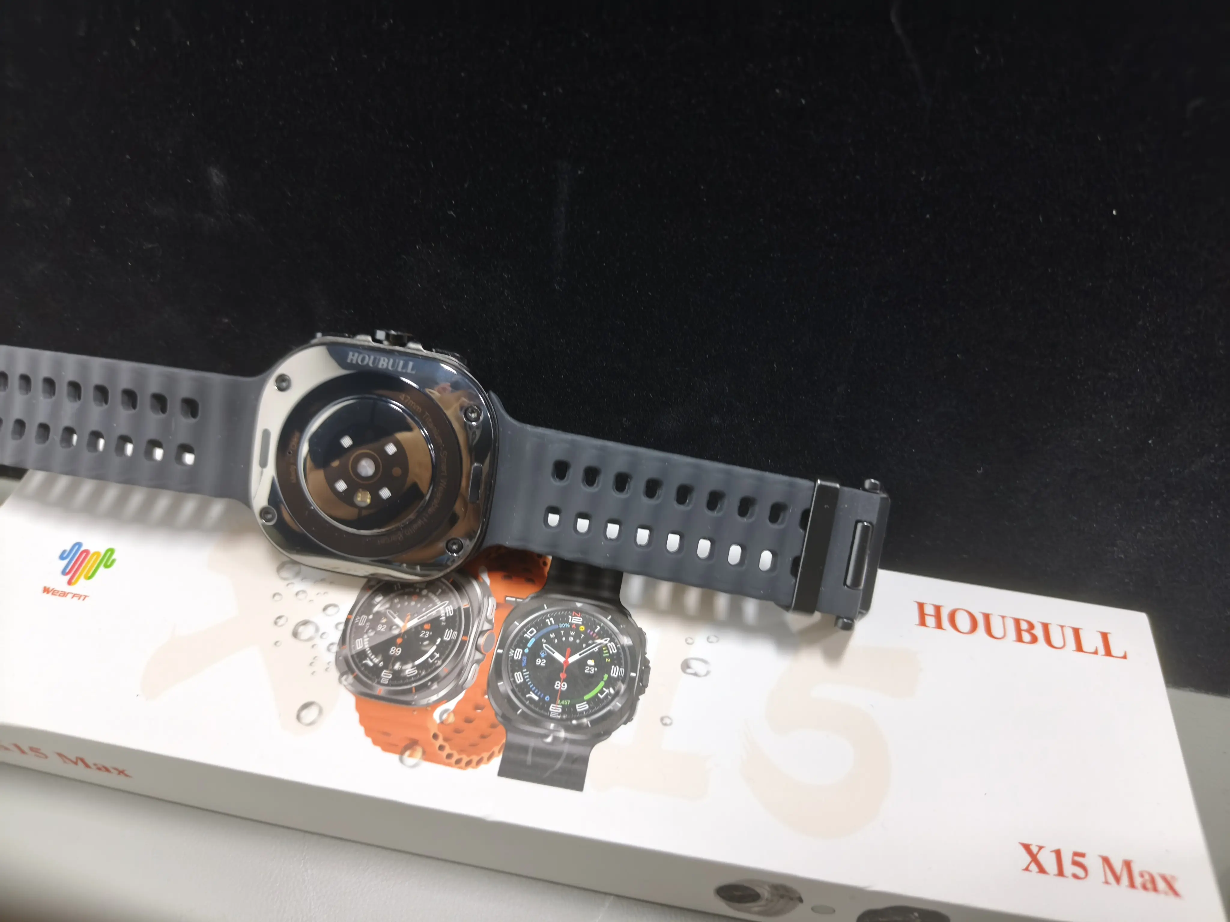 HOUBULL X15 Max Smartwatch with Orange Silicone Sport Band & Magnetic Charger - Fitness Tracker for Men and Women