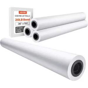 VEVOR Wide Format Paper, 30 inx 500 ft Plotter Roll, 2 Rolls CAD Bond Rolls with 3 in Core, 20 LB Bond Paper Rolls, Ideal for CAD Drawings, Engineering Plans, GIS Maps, and Architectural DesignsVEVOR Super Brand Day