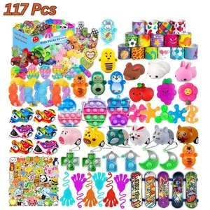 117PCS Party Favors for Kids, Pop Fidget Toys Pack, Prize Box Toys, Classroom Prizes, Pinata Fillers, Goodie Bag Stuffers & Birthday Gifts for Boys Girls Ages 4-12