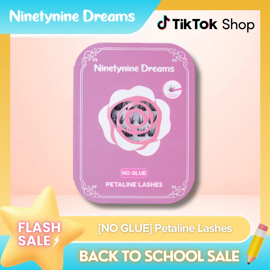 Ninetynine Dreams [NO GLUE] Petaline Self-Adhesive Lashes | 10-16mm CC Curl Press-On No Glue Required Lash Clusters - Spiky Wispy Anime Manhua Style Beginner-Friendly Reusable Lightweight Daily Eyelashes with Ultra-Thin Self-Stick Jelly Band