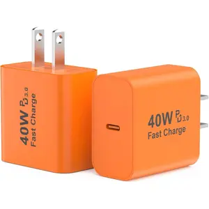 40W USB C Charger Block, 2 Pack  17 Charger Block, 40 Watt USB C Wall Charger USBC Power Adapter Type C Brick Cube for  17/17 Pro/17 Pro Max/Air,  16 15 14 13 12 11, Galaxy, Orange