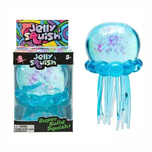 Cute Jellyfish Squishy Toy-Blue, Purple, Pink Glitter Jellyfish Stress Relief Squeeze Toy |   Soft Kawaii Sensory Fidget Toy for Desk Decor, Party Favors