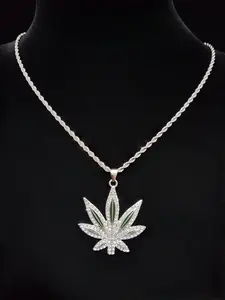 Fashion Creative Maple Leaf Pendant Necklace, Stainless Steel Cuban Link Chain, Men Women Hip Hop Punk Vintage Style, Unisex Streetwear Jewelry, Perfect Gift, Cuban Chunky Chain
