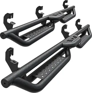 WHALEMOTOR Chevy Colorado/GMC Canyon 2015-2025 Crew Cab Running Boards 6" 2-Stairs Side Step Rails Coated Black Carbon Steel Nerf Bars for Easy Access & Protection - Truck