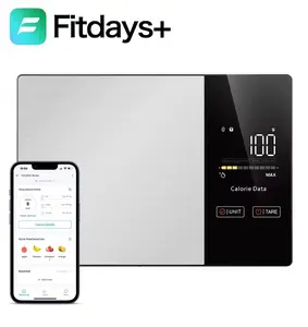 Fitdays+ Smart Nutrition Food Scale with App, Calorie Protein Carb Fat Tracker, 11 lb 5 kg Stainless Steel, High-Precision Digital Sensors, Tare Function, Clear Display