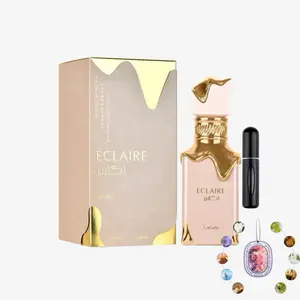 Lattafa Eclaire Eau de Parfum Vanilla Caramel Sweet Floral Long Lasting Fragrance for Women 3.40 Ounce 100 ml Enchanting Top Notes Caramel Milk Sugar Unisex Eau De Parfum Spray Comes with 5ML Refillable Bottle and Scented Card