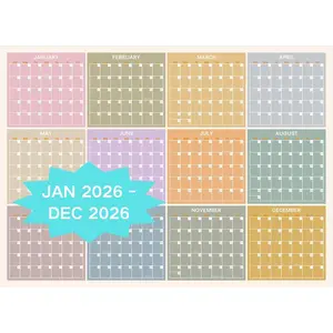 2026 Yearly Wall Calendar, Colorful Large Wall Calendar  Glance, 12 Month Calendar for Wall  Page, Horizonal, 32?X45?(Open), Paper Folded