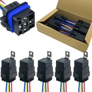 5-PIN SPDT Automotive Relay 40/30A AMP 12V DC 5 Pack Waterproof Starter Relay Kit with 12 AWG Tinned Copper Wires, Automotive Cars and Trucks