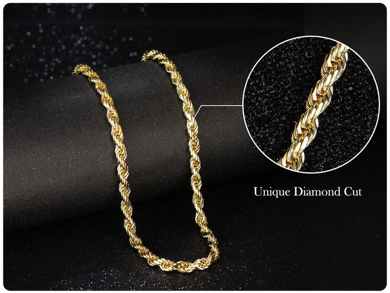Holylegend 14K Real Gold-Plated Rope Chain Necklace for Women and Men,Upgraded Shine, Faceted Cut, Tarnish-Free, Goldstone necklace 6mm/8mm, 22"/24" Jewelry Holylegend 14K Real Gold-Plated Rope Chain Necklace for Women and Men,Upgraded Shine, Faceted Cut, Tarnish-Free, Goldstone necklace 6mm/8mm, 22"/24" Jewelry