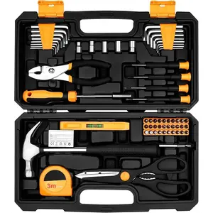 62-Piece Household Tool Set:Small Basic Home Tool Kit with Plastic Toolbox, Hand Tools with Storage Case
