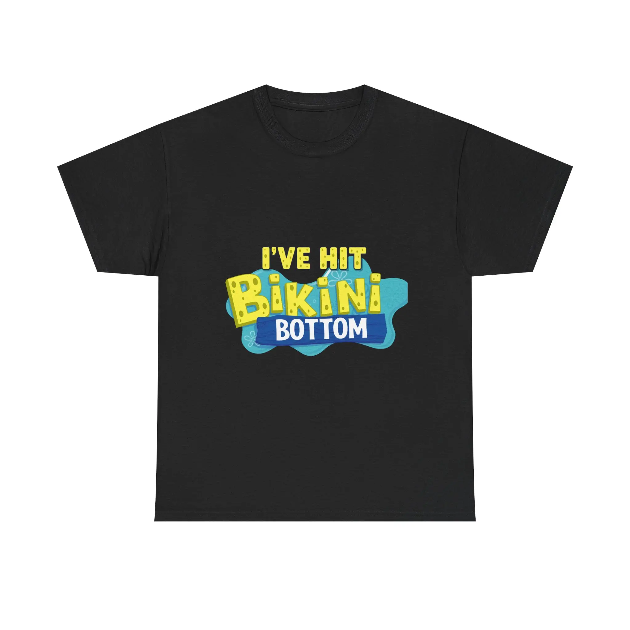 I've Hit Bikini Bottom Unisex Tee Shirt Aesthetic Mental Health Awareness Cotton T-Shirt Trendy Disco Faux Glitter Spongebob SquarePants Graphic Tee Vintage-Style Mental Health Apparel
