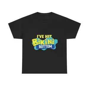 I've Hit Bikini Bottom Unisex Tee Shirt Aesthetic Mental Health Awareness Cotton T-Shirt Trendy Disco Faux Glitter Spongebob SquarePants Graphic Tee Vintage-Style Mental Health Apparel