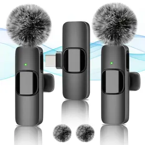 Wireless Microphone, Compact USB Rechargeable Wireless Lavalier Microphone, Professional Microphone for Video Recording, Compatible with iPhone, iPad, Android, Audio, USB Streaming Mic