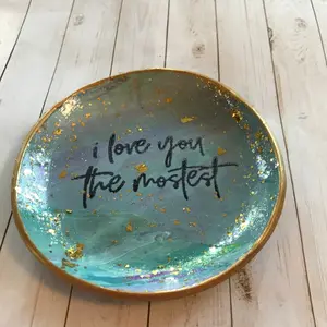 I Love You The Mostest Ring Dish: Handmade Polymer Clay Trinket Dish