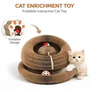 2PCS Kitty Curls Cat Toy - Foldable Accordion Cat Scratcher withBall - Magic Organ Cat Scratch Board for Interactive Play -Calming Features