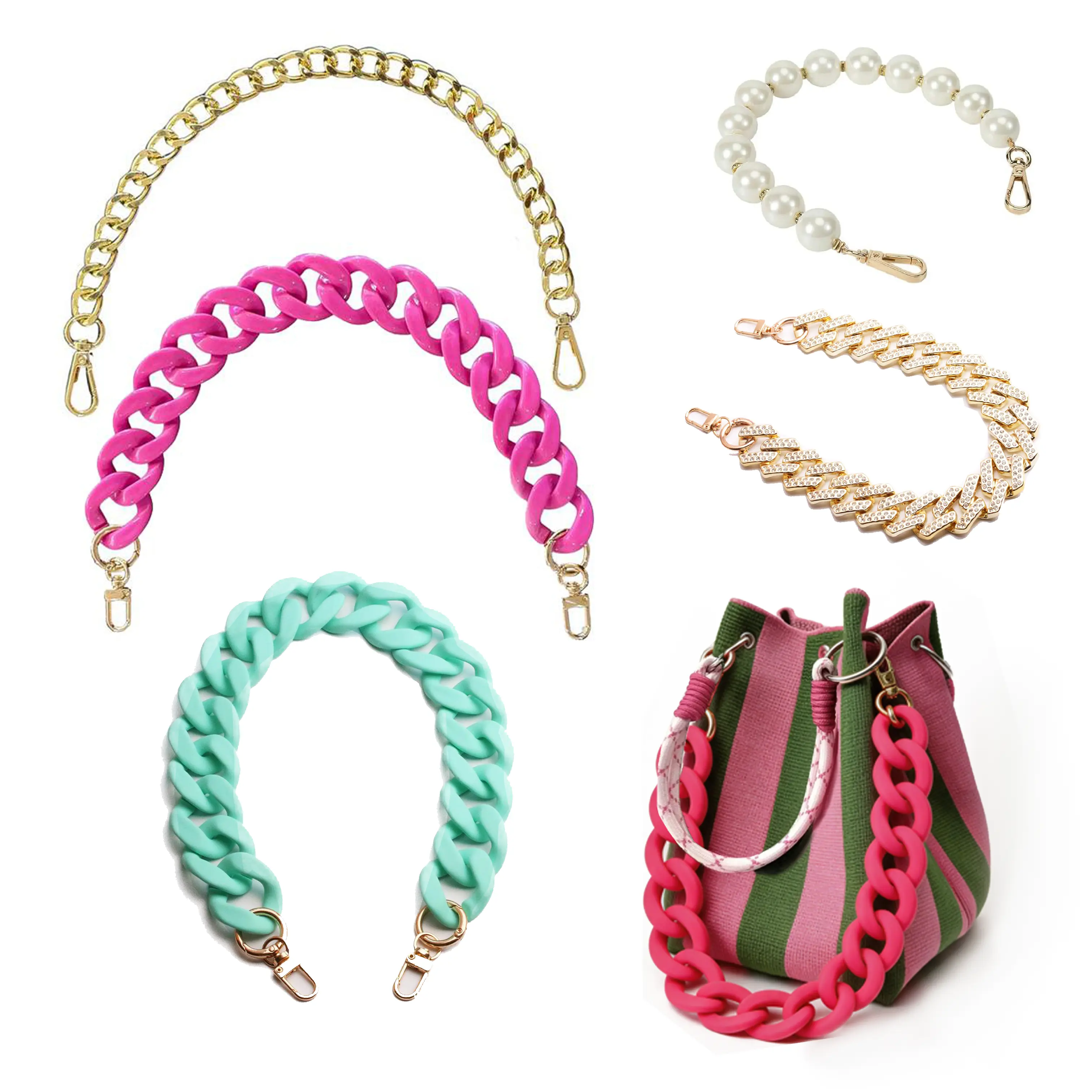 Chunky Gold-Tone Aluminum Bag Chain Versatile Handle & Decor Goldtone, Perfect for Handbags,Christmas Present