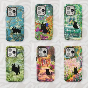 Van Gogh Black Cat Phone Case, Black Cat In The Garden iPhone Case For iPhone 17 16 15 14 13 12 11