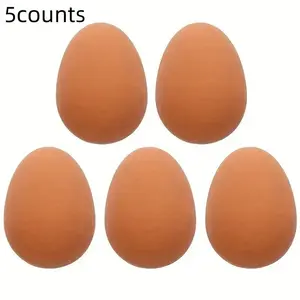 5pcs Realistic Rubber Bounce Eggs, Lifelike Egg Models, Novel Fake Bounce Balls, Farm Chicken Nest Hatching Model, Pet Toy Prank, Egg Toys