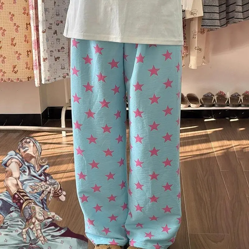 Anime JOJO Steel Ball Run Jonathan Joestar Cosplay Blue Casual Loungewear, Summer Home Pyjamas Pants for Cosplay Enthusiasts, Nightwear