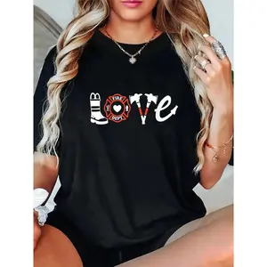 Cotton Firefighter Shirt- Love Firefighter Tee, Firefighter Gift T-Shirt