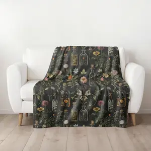 Apothecary Blanket, Cottagecore Blanket, Herbs and Spices, Apothecary Gift, Herbalist Gift, Throw Blanket Herbalist Gift, Witchy Blanket