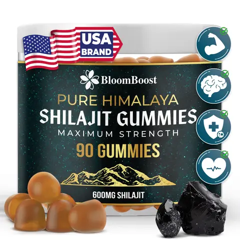 90 Shilajit Gummies, 600mg per Serving, 45 Days Supply – Sugar-Free Himalayan Organic Supplement, Vegan, Non-GMO, Gluten-Free (90 Gummies)