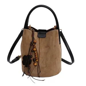 BELLAITY 2026 Vegan Leather Bucket Bag with Dual Straps - Versatile Top Handle & Crossbody Handbag