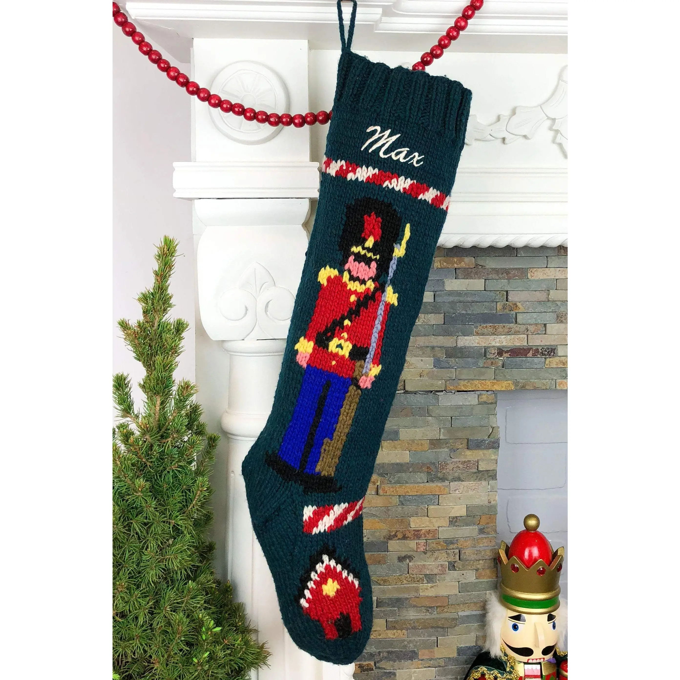 Soldier Boy Hand Knit Wool Christmas Stocking