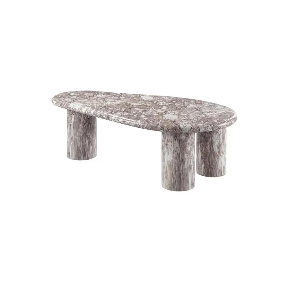 Marbled Brown Concrete Coffee Table with Art Deco Style and Durable Finish