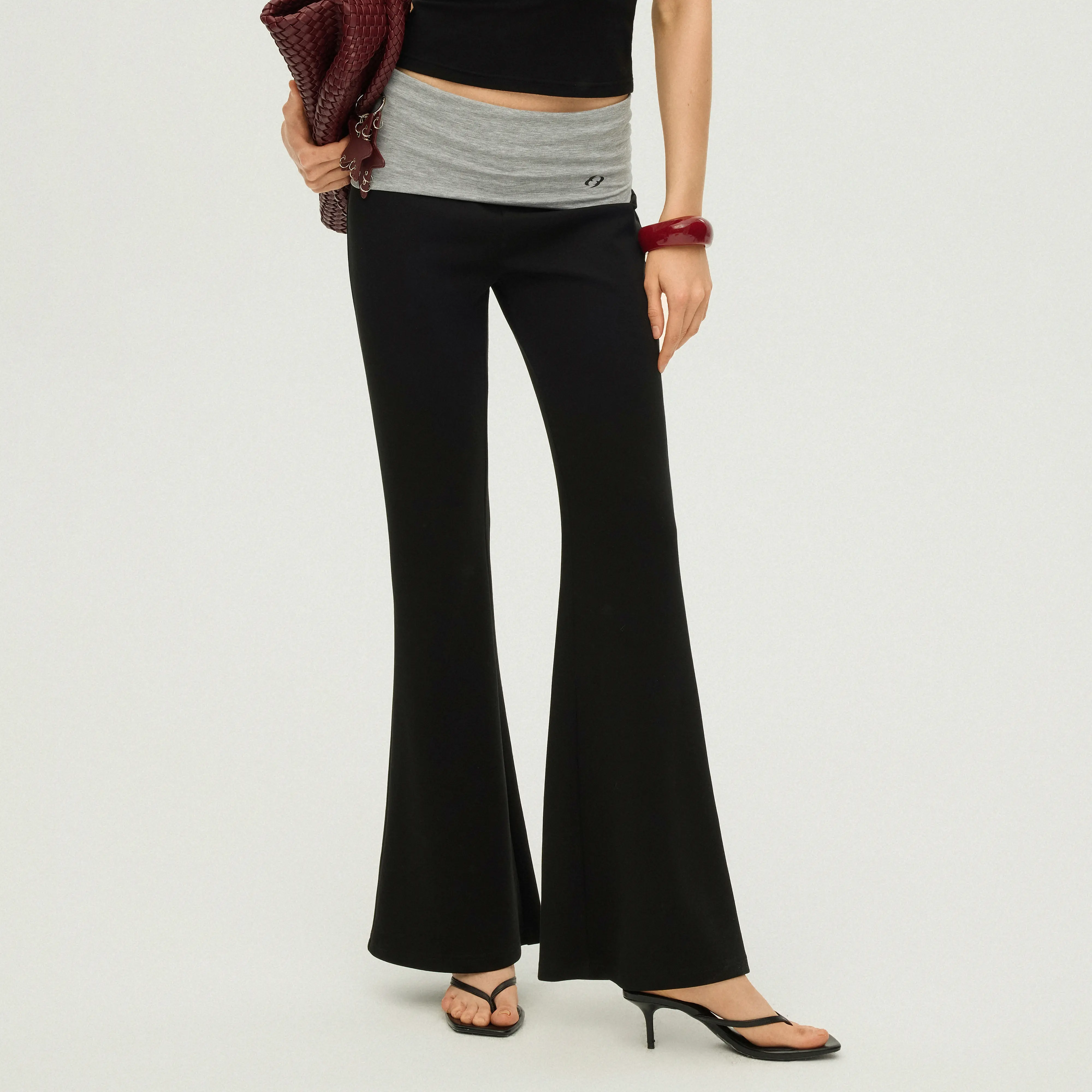 JCCC SHADOW Women's Comfy Flared Leg Knit Pants - High-Rise, Slim Fit in a Breathable Lyocell Blend with Effortless Drape for Tall Women, Effortless Pants, Comfy Pants