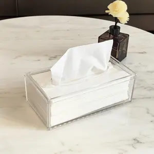 Transparent Acrylic Napkin Holder, Rectangular Design, Ideal for Bathroom Kitchen Car Restaurant, Durable Modern Aesthetic, Tissue Holder