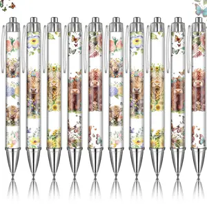 10/ 5pcs Highland Cow Pens Set | Cow Print Pen Kawaii Cute Supplies Accessories Items Stationary for School Home Office Desk Planner Rustic Themed Party Decor Things Lover Gifts Gift for her