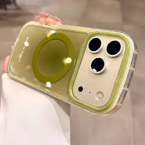 Gradient jelly-colored liquid silicone case is suitable for the IP17promax, featuring a hollow design to enhance lens protection without affecting the original camera performance; magnetic anti-drop phone case for IP16/15/14promax outdoorfun