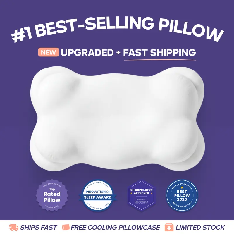 Mellow Sleep | CloudAlign Pillow + FREE Cooling Pillowcase - Ergonomic Cervical Memory Foam Pillow with Dual-Height Design for Side, Back & Stomach Sleepers