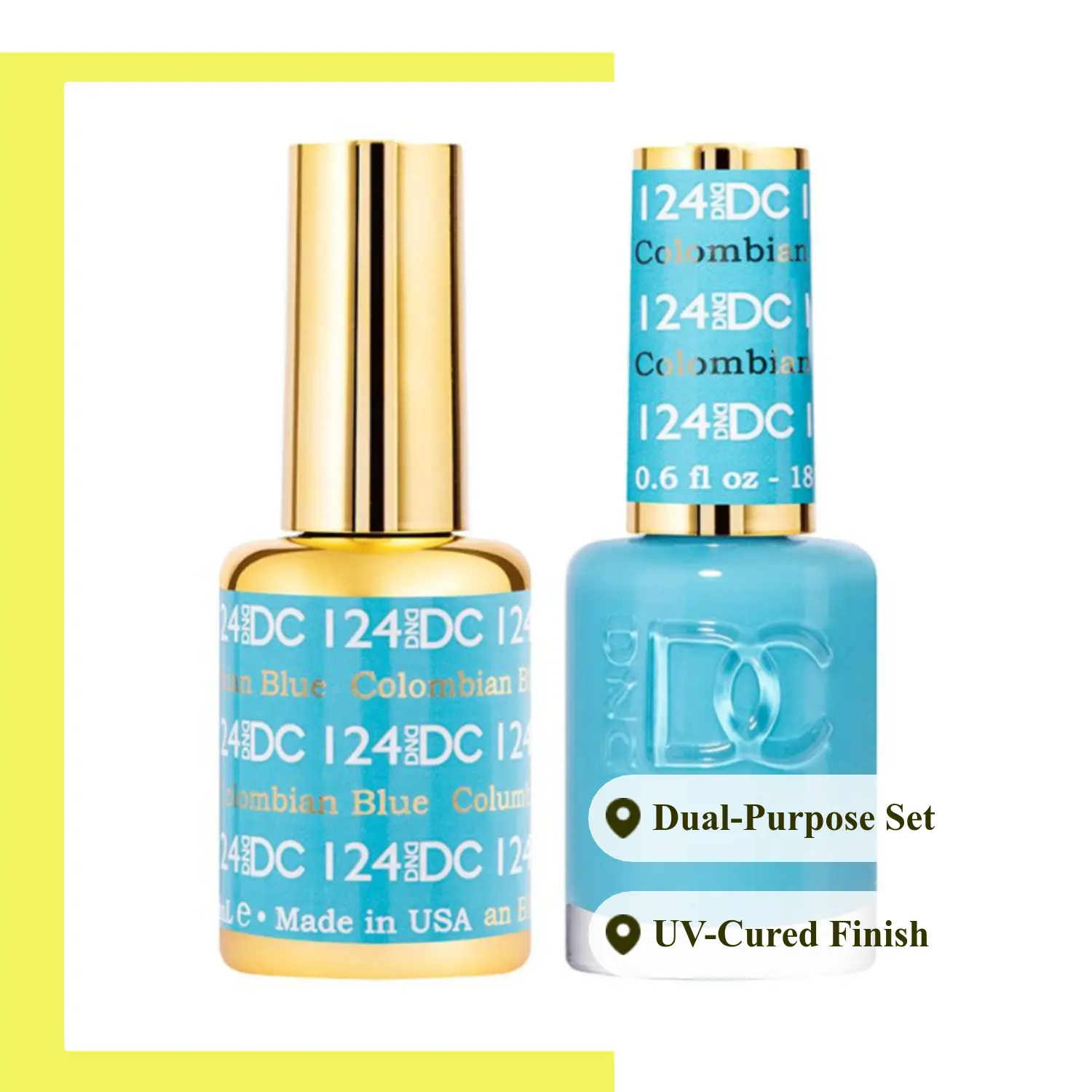 DND DC Duo Gel Nail Polish - #124 Columbian Blue, Bottle for Nail Art & Personal Care