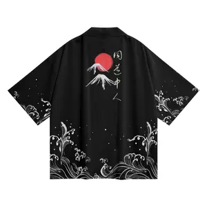 K13 Niepce Black Japanese Streetwear Lightweight Fading Away Art Kimono for Men