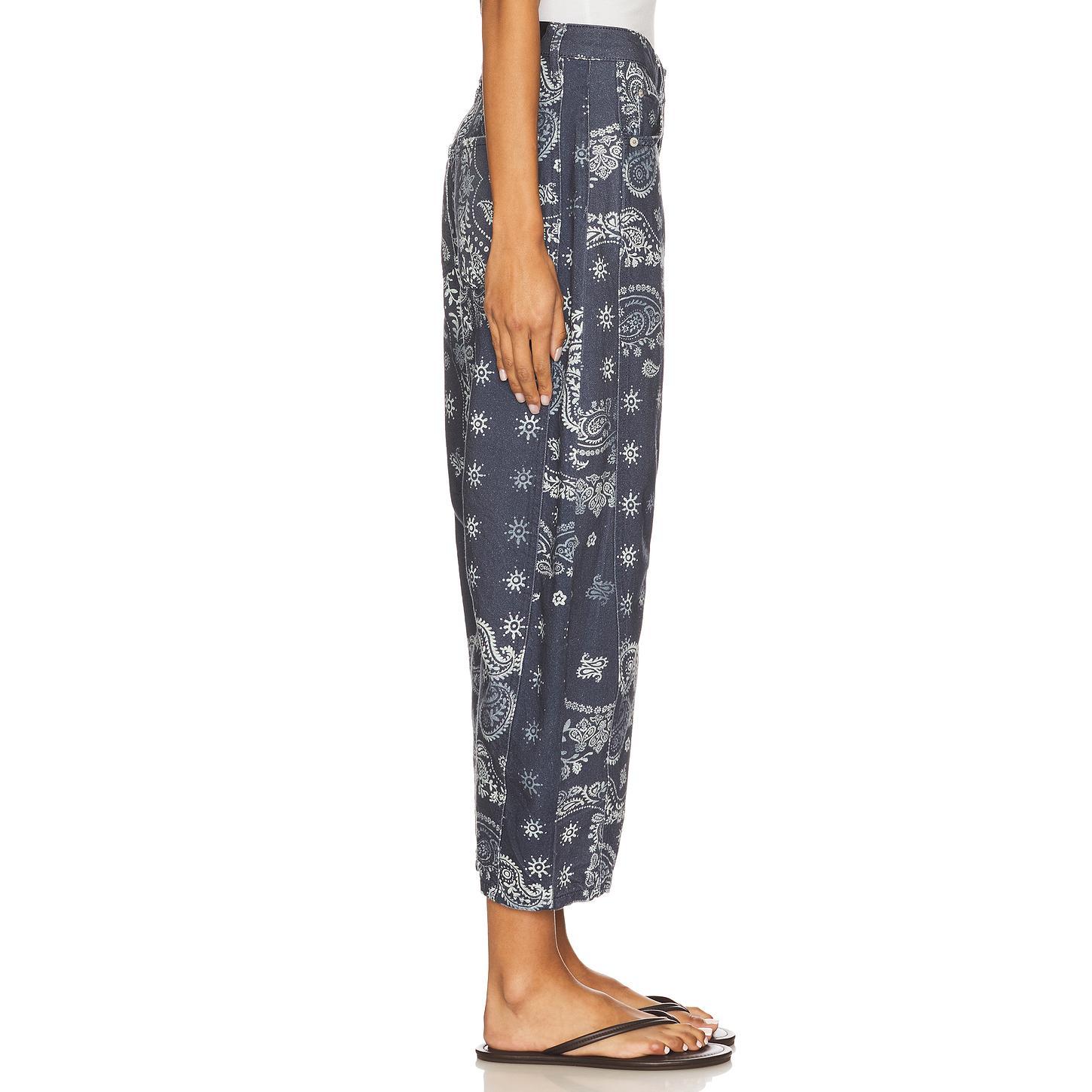Free People x We The Free Good Luck Printed Mid Rise Barrel In Brown