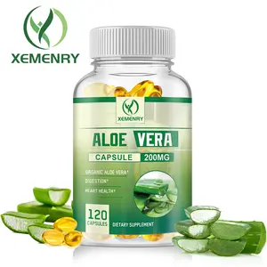 Xemenry - Organic Pure Aloe Vera Extract Capsules 200 mg Aloe Vera Gel, Each Serving Equivalent - Made of Organic Aloe Vera (120 Capsules) Supports better digestion and helps balance stomach acid levels to help promote joint and heart health