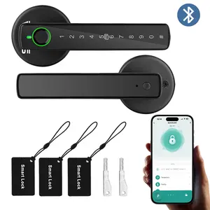 Smart Fingerprint Door Lock Keyless Entry Handle Biometric Tech App Control Knob for Room Garage Office Apartment Local Data Storage Keyless Door Lock