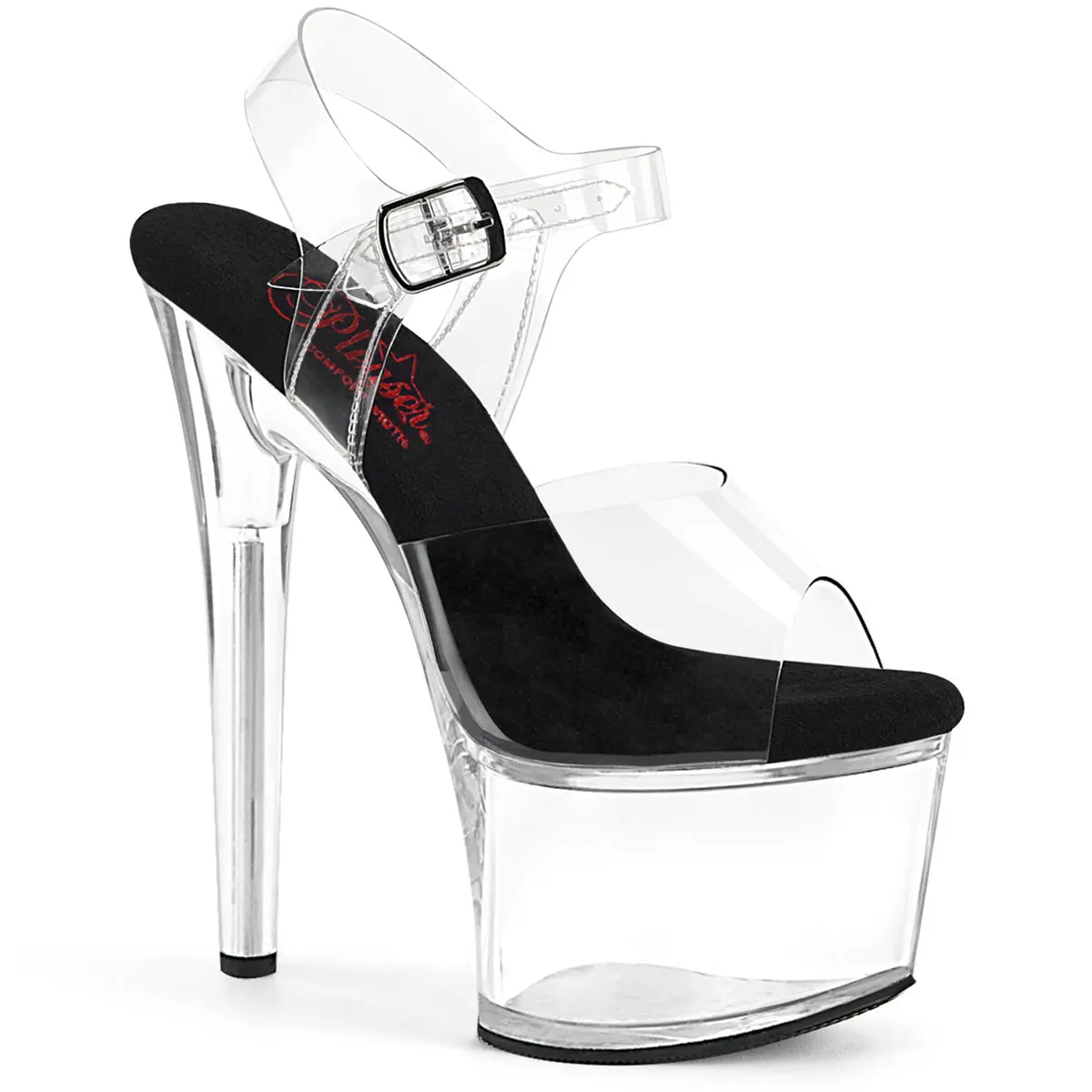7 Inch Heel PASSION-708 Clear Black Clear High Heels Fashion
